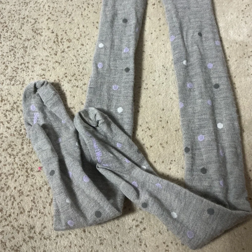 Smartwool Merino Wool Polka Dot Tights Kids Sz M Gray Thermal Footed Warm Layer